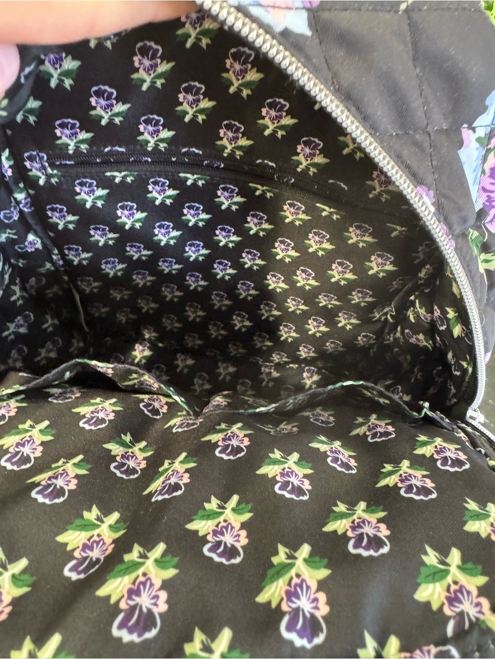 💜Vera Bradley Performance Twill Small Backpack in Floating Plum Pansies - Picture 4 of 6
